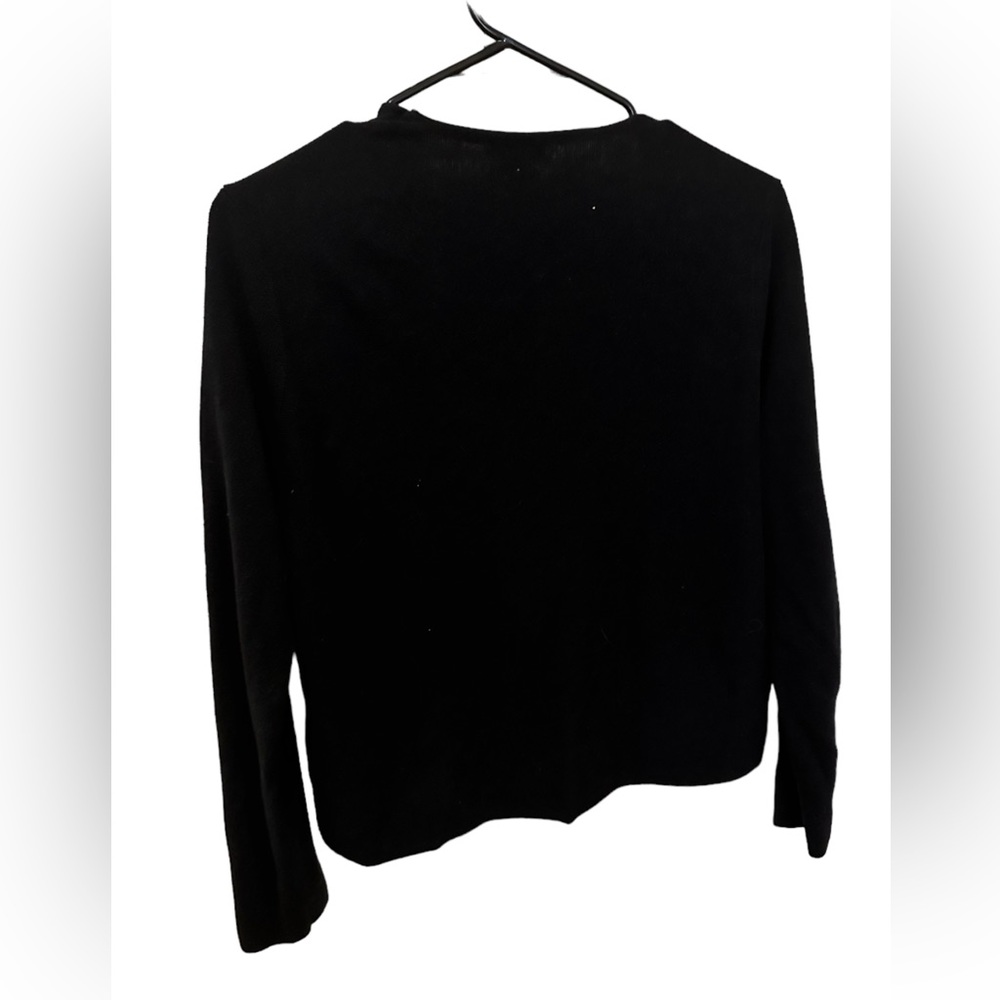 J. JILL Open Front Shrug Knit Cardigan Cotton/Rayon Black Size Small - Picture 2 of 4